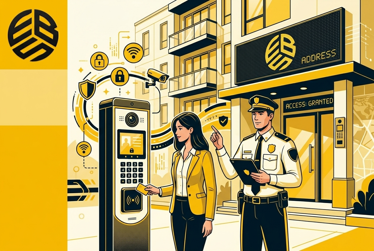 Access control keypad at a door